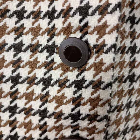 Mossimo Houndstooth Blazer Jacket Womens L Brown Classic Preppy Academia Lined - Picture 6 of 8